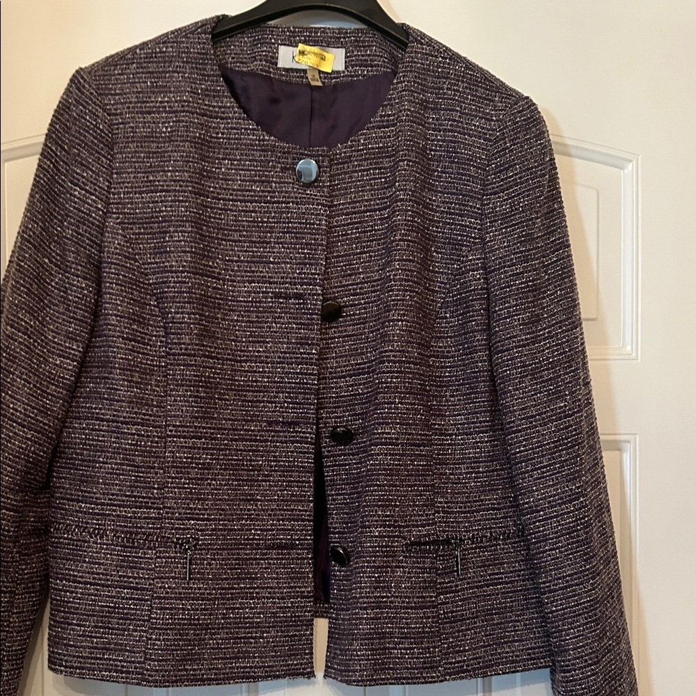 Kasper Barbara Purple Tweed Jacket-Size 16